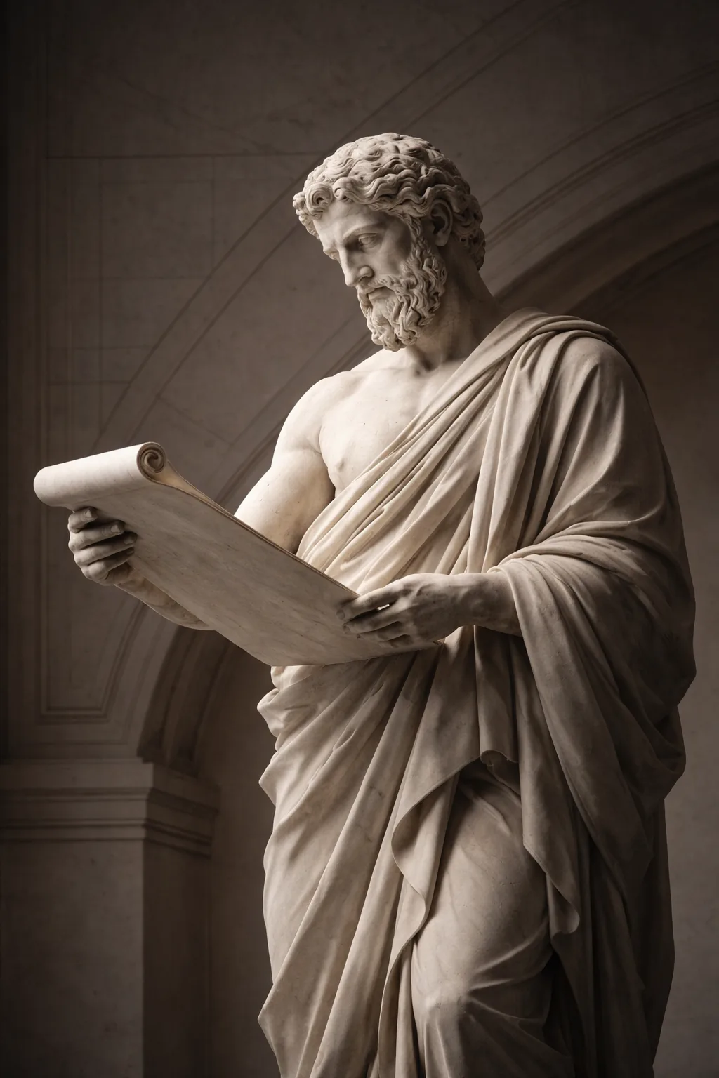 A studious figure with a scroll — why work with us